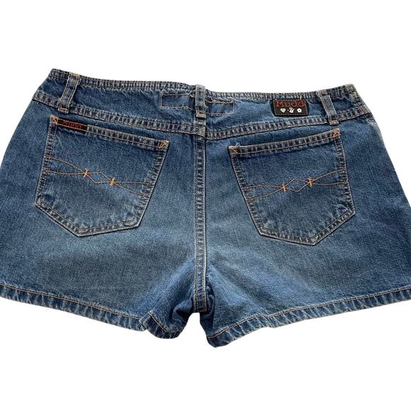 VTG y2k Mudd Yo Low Rise Jean Shorts size 11 Micro Mini Preppy - Picture 1 of 9